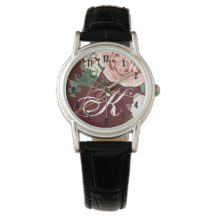 Personalised Wrist Watch Geometric Garden Wine Bur