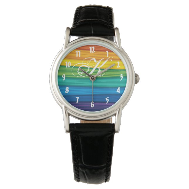 Personalised Wrist Watch lgbtq rainbow flag lesbia (Front)
