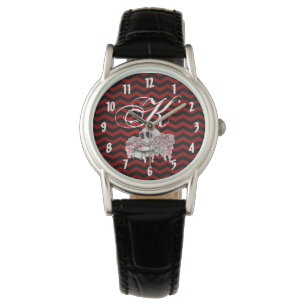 Personalised Wrist Watch skull Rose Gothic Chevron