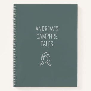 Personalised Writer Outdoor Campfire Tales Green Notebook