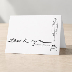 Personalised Writer Quill Thank You Custom Name Card