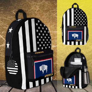 Personalised Wyoming Flag bag, American Flag Printed Backpack