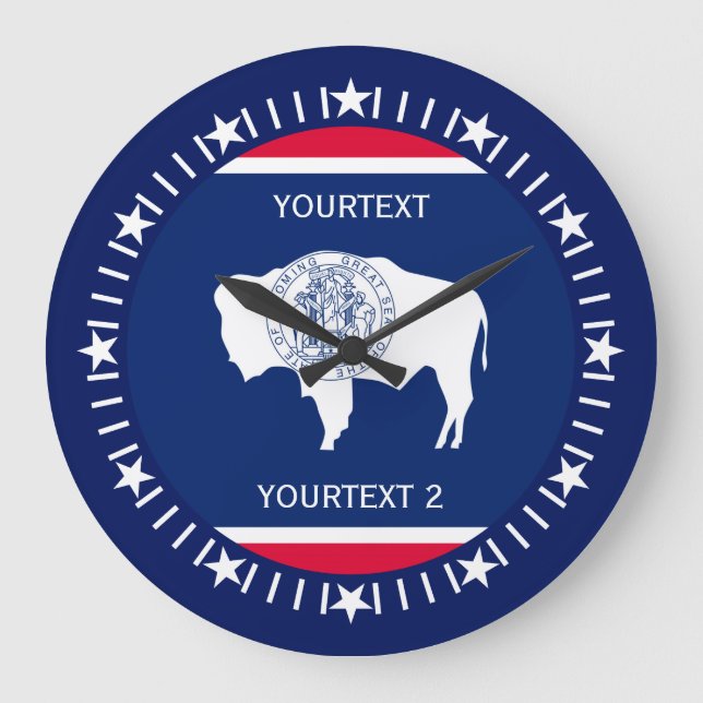 Personalised Wyoming State Flag Design on a Large Clock (Front)
