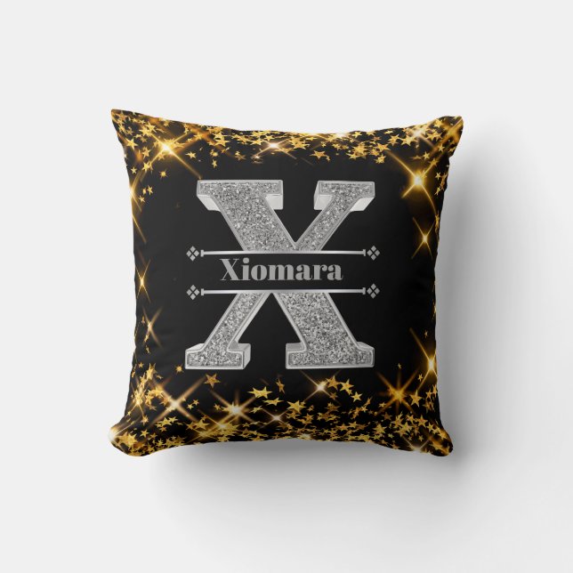 Personalised X Initial Silver Monogram Your Name   Cushion (Front)