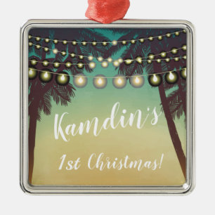Personalised XMAS Ornament Beach Sunset Palm Trees