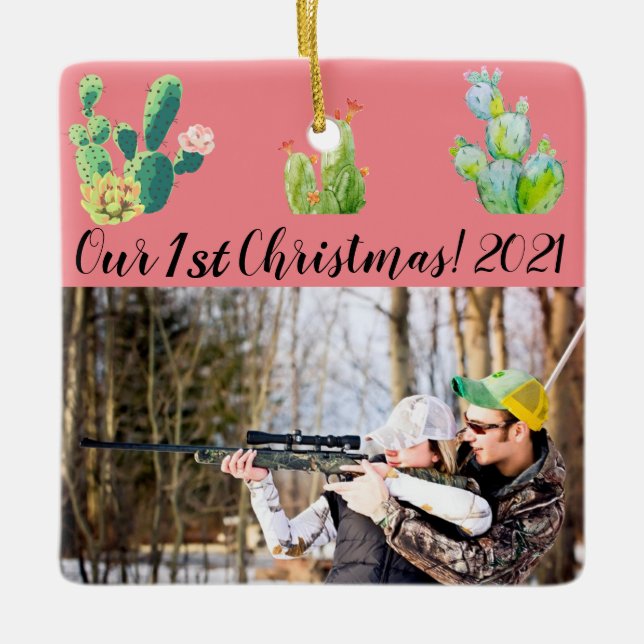 Personalised XMAS Ornament Bohemian Cactus Succule (Front)