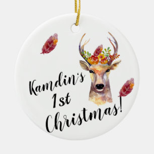 Personalised XMAS Ornament boho deer Buck head Bro