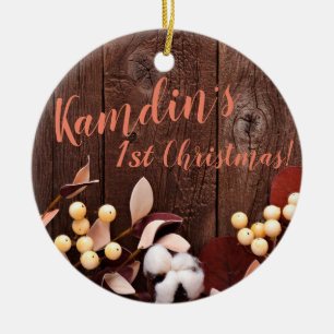 Personalised XMAS Ornament Cotton Branch on Dark W