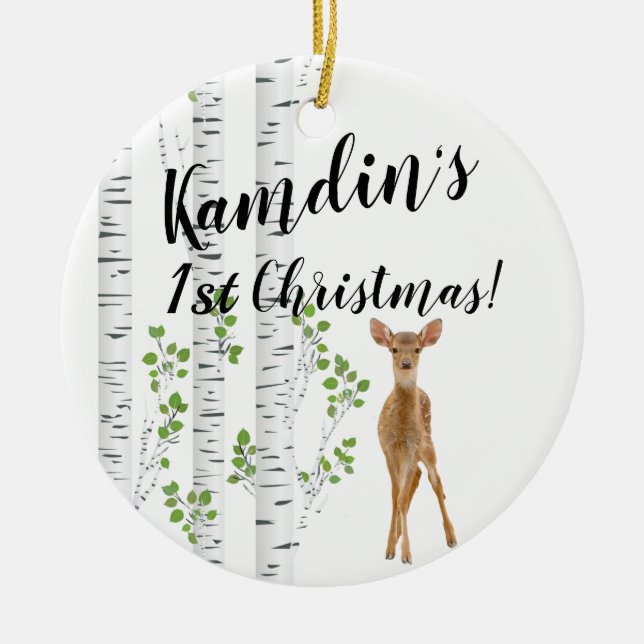 Personalised XMAS Ornament Deer Doe Buck Forest Wo (Front)