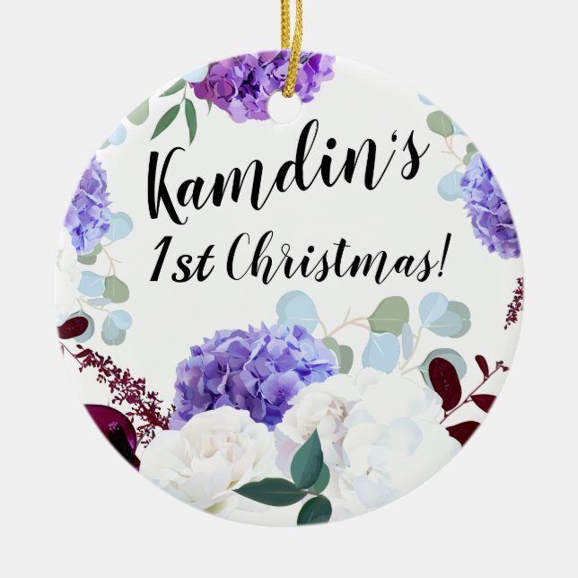 Personalised XMAS Ornament Lavender Hibiscus on (Front)