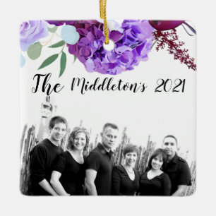 Personalised XMAS Ornament Lavender Hibiscus on Wh