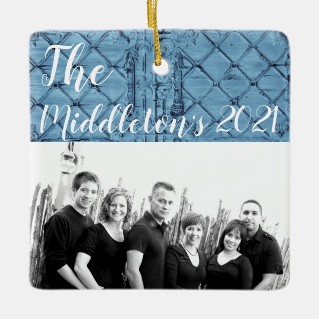 Personalised XMAS Ornament Rustic Tin Panel Ceilin (Front)