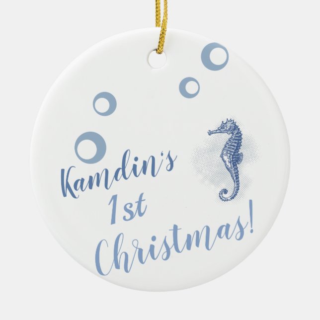 Personalised XMAS Ornament Seahorse Ocean Beach (Front)