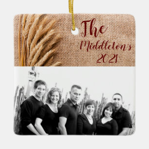 Personalised XMAS Ornament Wheat on Burlap Sack Co