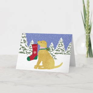 Personalised Xmas Yellow Lab Preppy Dog Holiday Card