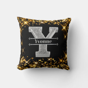 Personalised Y Initial Silver Monogram Your Name Cushion