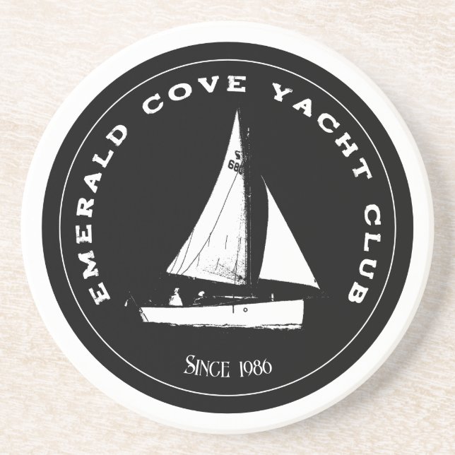 Personalised yacht club. Custom sail sailing boat Coaster (Front)
