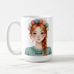 Personalised Yarn and Knitting Girl Mug