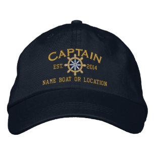 Personalised YEAR and Names Captain Wheel Embroidered Hat