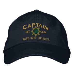 Personalised YEAR and Names Captain Wheel Embroidered Hat