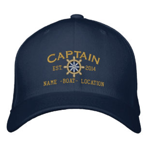 Personalised YEAR and Names Captain Wheel Embroidered Hat