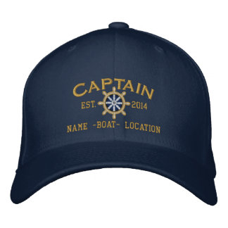 Personalised YEAR and Names Captain Wheel Embroidered Hat
