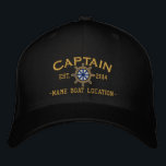Personalised YEAR and Names Captain Wheel Embroidered Hat<br><div class="desc">A personalised captain embroidery nautical style. An original casual fashion embroidered baseball hat sure to make an impression on, or off the boat. Here's a selection of fine custom casual embroidered baseball caps; in a nautical style, you can easily personalise to make it as unique as you are. Use the...</div>