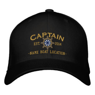 Personalised YEAR and Names Captain Wheel Embroidered Hat