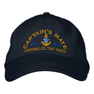 Personalised YEAR and Names Captain's Mate Star Embroidered Hat