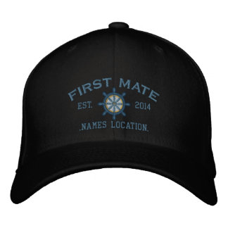 Personalised YEAR and Names First Mate Wheel Embroidered Hat