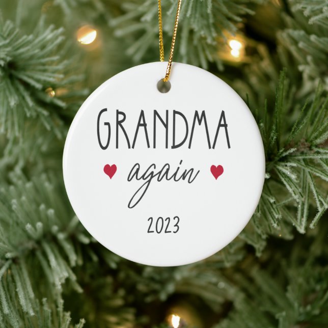Personalised year Grandma Again Christmas Holiday Ceramic Ornament (Tree)