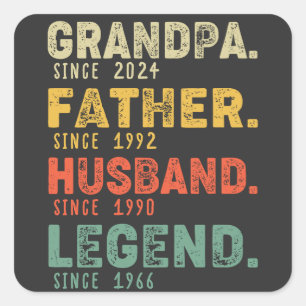 Personalised Year Grandpa Father Husband Legend Square Sticker