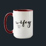 Personalised Year Modern Script Wifey Mug<br><div class="desc">Customised this two toned mug with your established anniversary year for "Wifey". Elegant script with personalised text makes a thoughtful gift.</div>