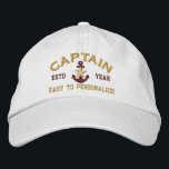 Personalised YEAR Names Captain Gold Star Anchor Embroidered Hat<br><div class="desc">A personalised Gold Star Anchor symbol fine embroidery design. A sporty custom nautical style embroidered baseball cap gift for yourself or for a special captain, great for on, or off the boat. Use the "Ask this Designer" link to contact us with your special design requests or for some assistance with...</div>
