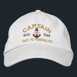 Personalised YEAR Names Captain Gold Star Anchor Embroidered Hat<br><div class="desc">A personalised Gold Star Anchor symbol fine embroidery design. A sporty custom nautical style embroidered baseball cap gift for yourself or for a special captain, great for on, or off the boat. Use the "Ask this Designer" link to contact us with your special design requests or for some assistance with...</div>
