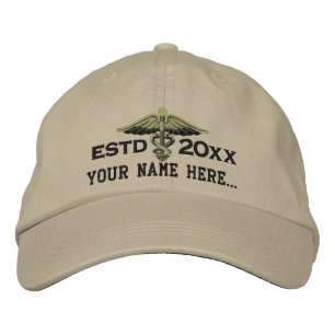 Personalised Year Your Text Medical Caduceus Embroidered Hat
