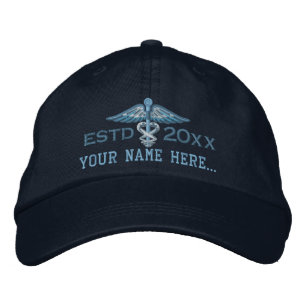 Personalised Year Your Text Medical Caduceus Embroidered Hat