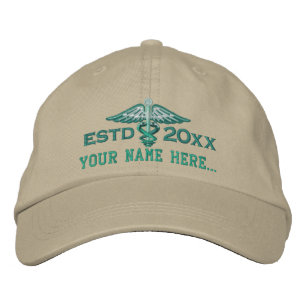 Personalised Year Your Text Medical Caduceus Embroidered Hat