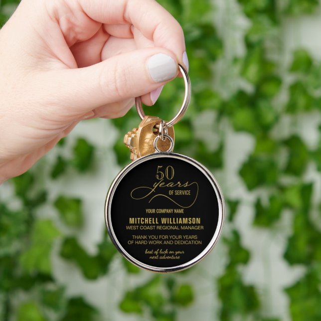 Personalised Years of Service Retirement Keepsake Key Ring (Hand)