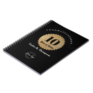 Personalised Years of Service Staff Appreciation Notebook