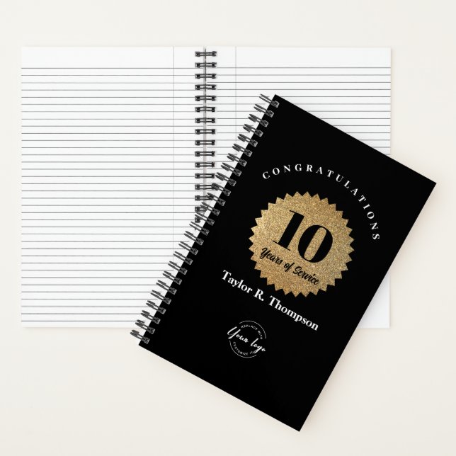 Personalised Years of Service Staff Appreciation Notebook (Inside)