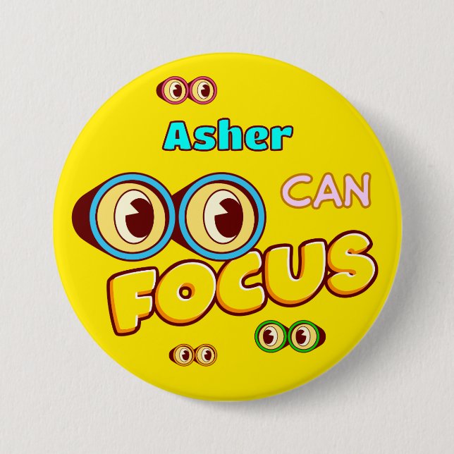 Personalised Yellow Affirmation Funny Binoculars 7.5 Cm Round Badge (Front)