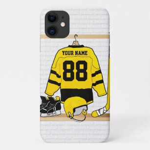 Personalised Yellow and Black Ice Hockey Jersey Case-Mate iPhone Case
