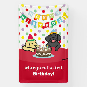 Personalised Yellow and Black Labradors Birthday Banner