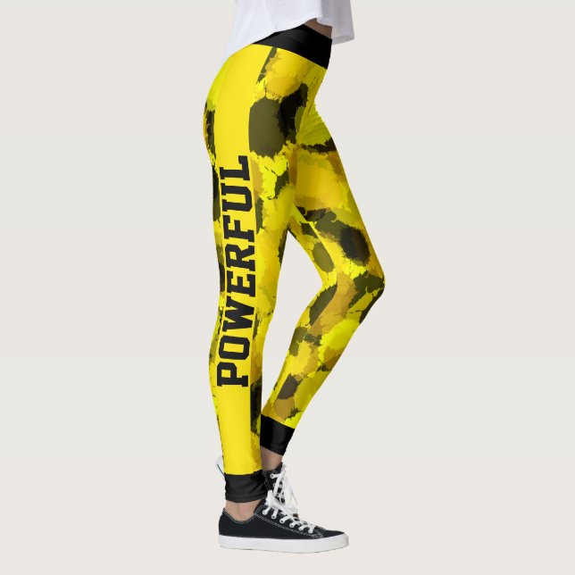 Personalised Yellow and Black Modern Pattern Leggings (Right)