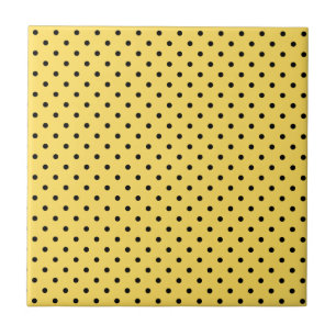 Personalised Yellow and Black Polka Dot Pattern Ceramic Tile