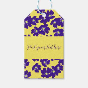 Personalised yellow and purple flower gift tags
