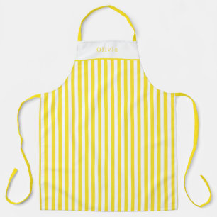 Personalised Yellow And White Stripe Pattern Apron