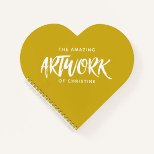 Personalised Yellow Artist Heart Sketchbook Notebook