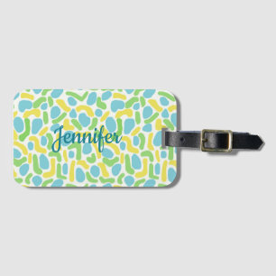 Personalised Yellow, Baby Blue and Lime Green Luggage Tag